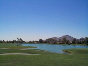 Camelback Mountain behind the McCormick Ranch Golf Course